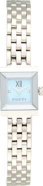Gucci G-Frame Blue Dial Square Bracelet Watch, 14mm x 18mm