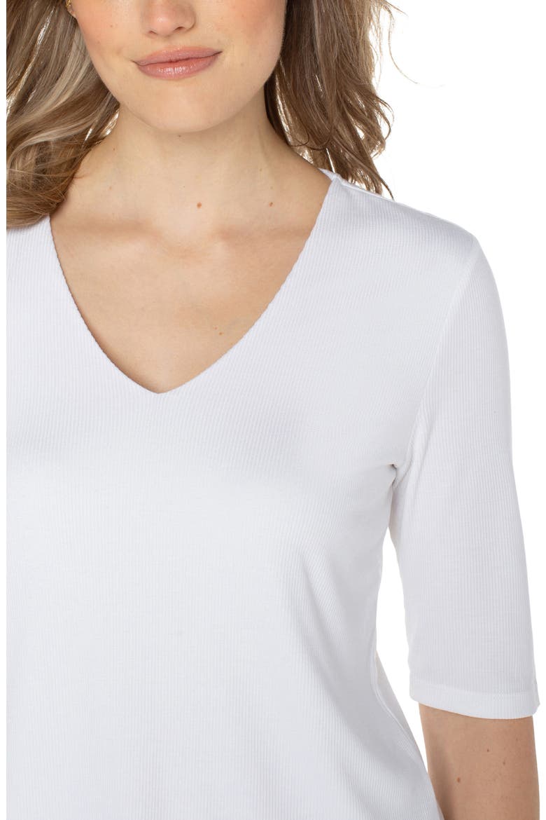 Double Layer V-Neck Rib Top, Alternate, color, CREAM