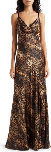 Sensual Animal Print V-Neck Sheath Gown 14588 main image 0