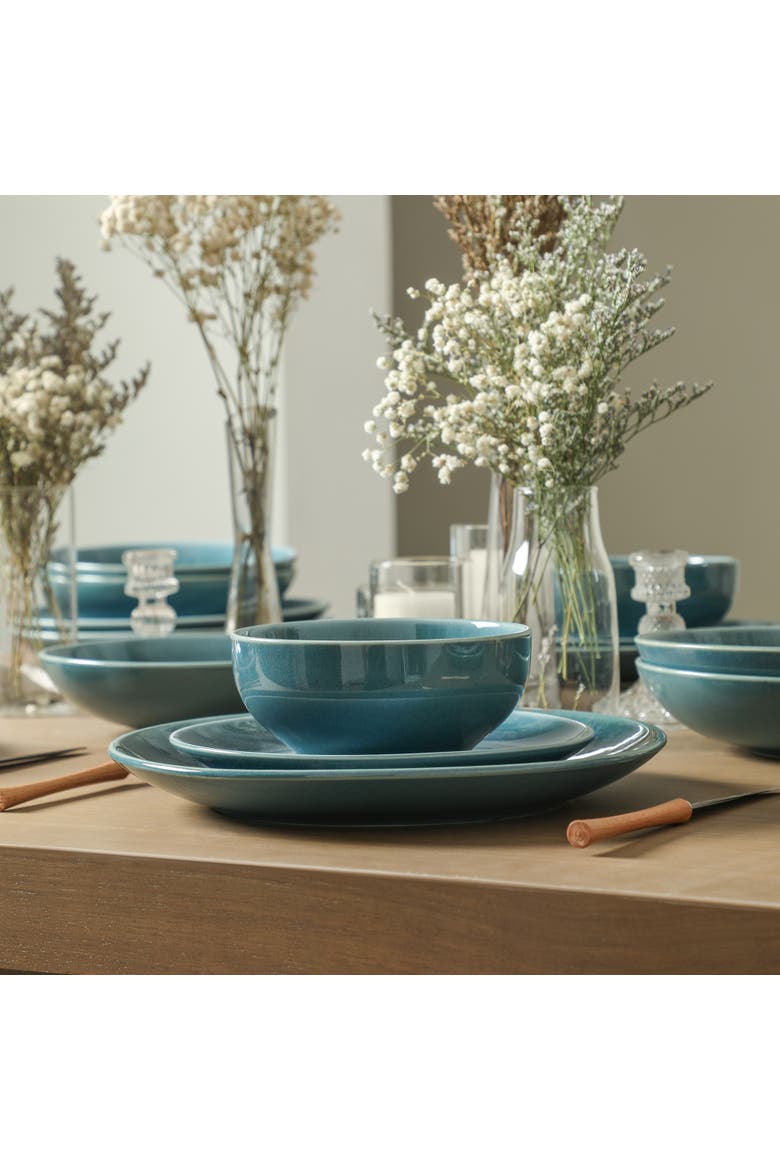 Riley 12-Piece Dinnerware Set Stoneware, Service for 4, Alternate, color, Blue
