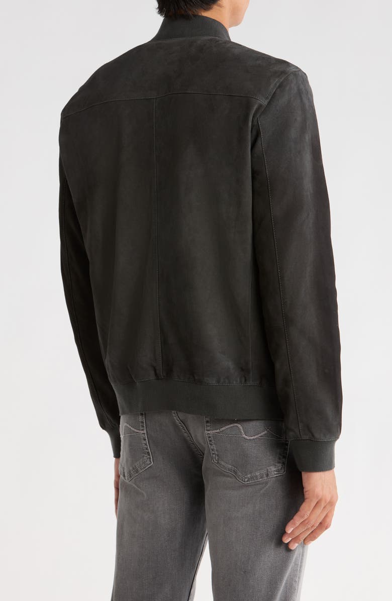 AllSaints Kemble Suede Bomber Jacket, Alternate, color, Soot Grey