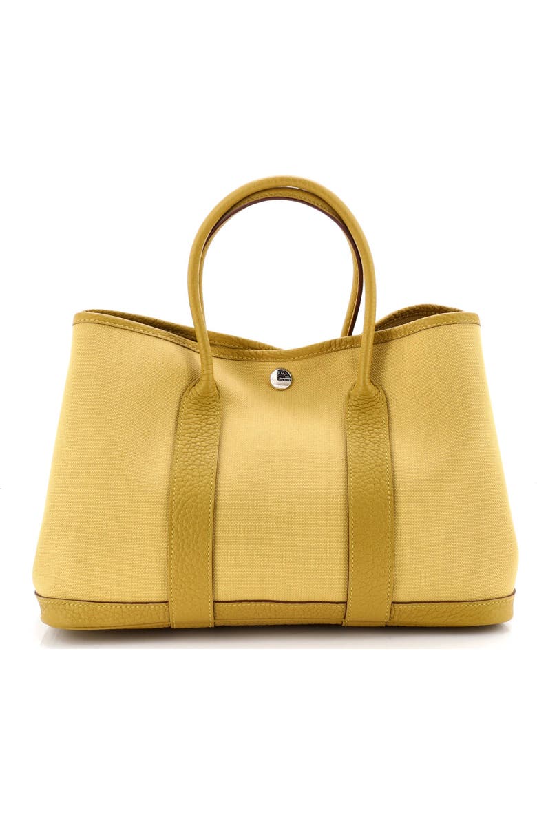 Pre-Owned Hermes Garden Party Tote Toile and Leather 30, Main, color, Curry