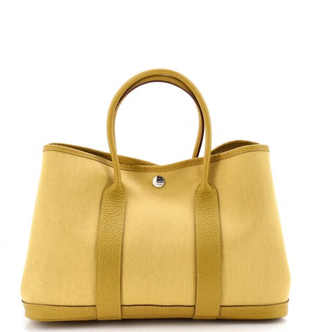 Garden Party Tote Toile and Leather 30