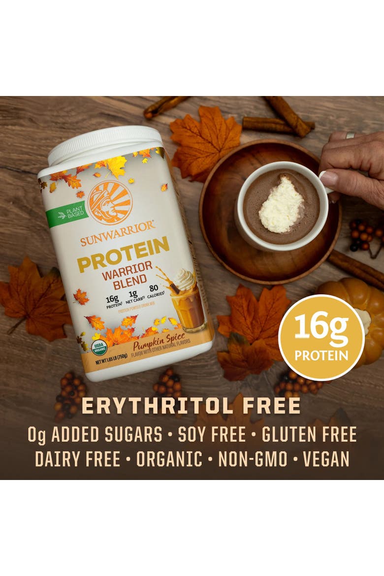 Organic Warrior Blend Pumpkin Spice Protein Powder, 750g Tub, Alternate, color, No Color