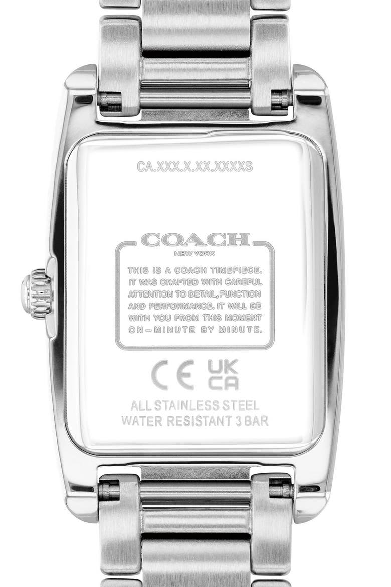 Reese Crystal Rectangular Bracelet Watch, 20mm, Alternate, color, SILVER TWO TONE