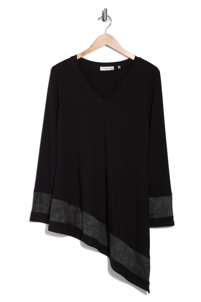 Asymmetric V-Neck Tunic, Alternate, color, BLACK