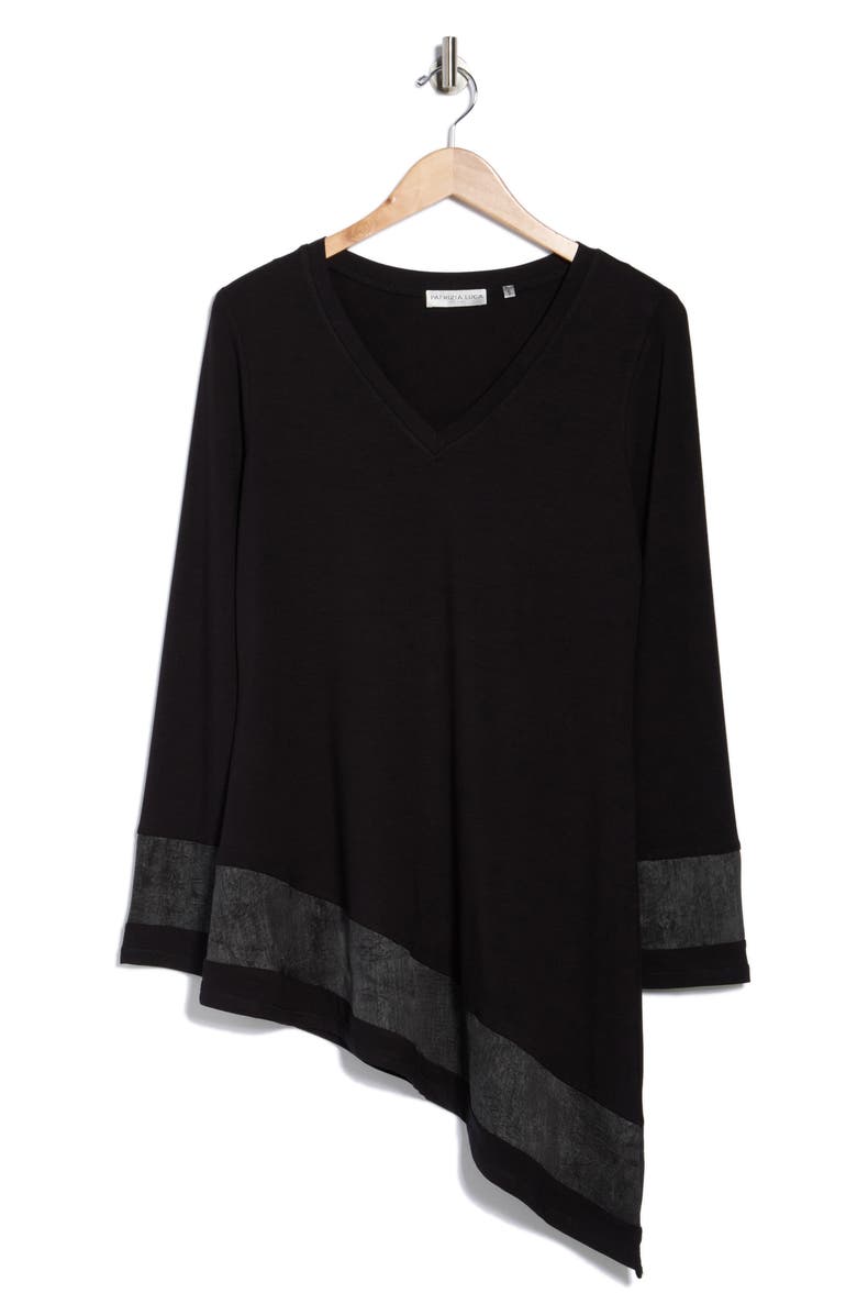 PATRIZIA LUCA Asymmetric V-Neck Tunic, Alternate, color, Black