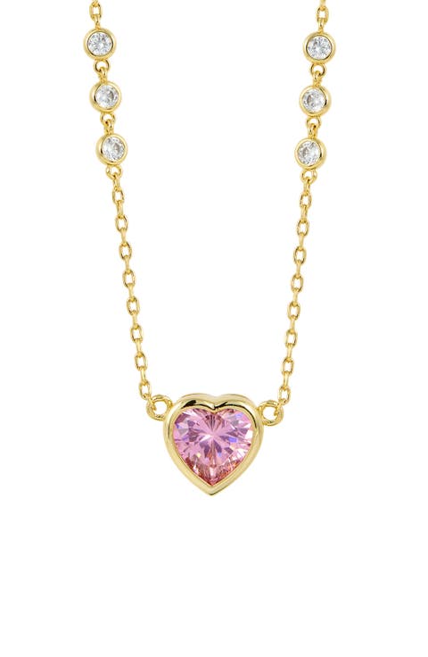 Bezel Set CZ Heart Pendant Necklace