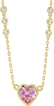 SAVVY CIE JEWELS Bezel Set CZ Heart Pendant Necklace