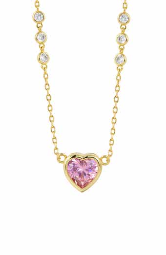 SAVVY CIE JEWELS Bezel Set CZ Heart Pendant Necklace