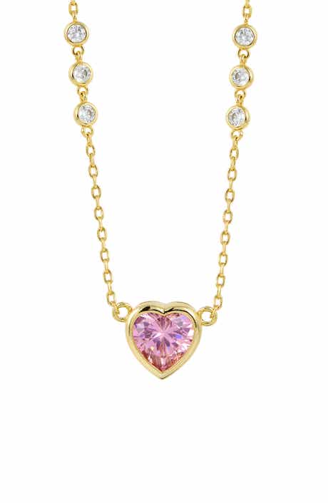 SAVVY CIE JEWELS Bezel Set CZ Heart Pendant Necklace