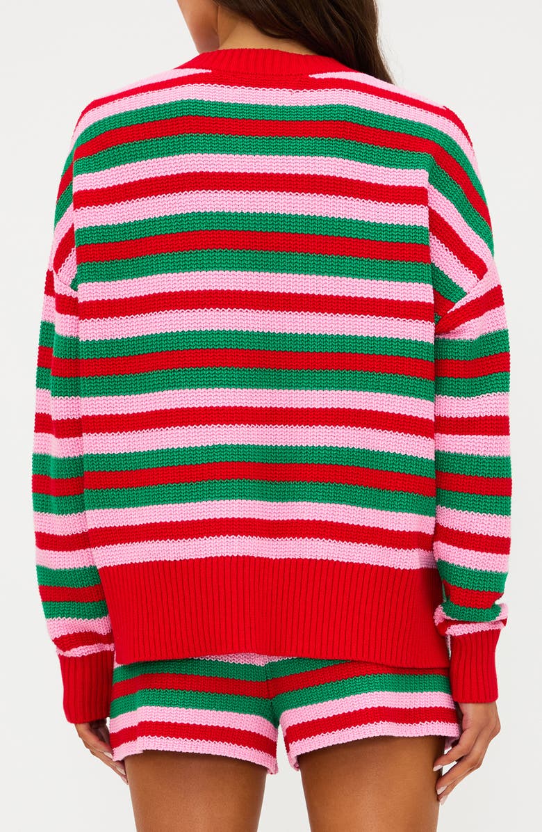 Beach Riot Callie Cotton Sweater, Alternate, color, Ruby Stripe