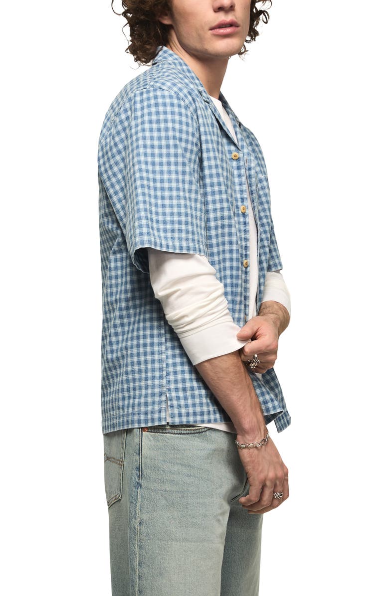 Lucky Brand Faded Check Camp Shirt, Alternate, color, Indigo