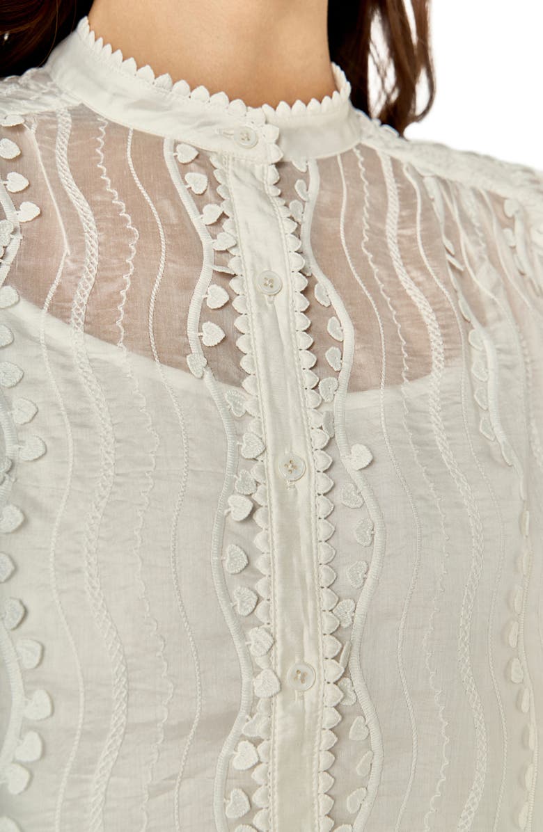 English Factory Heart Trim Shirt, Alternate, color, White