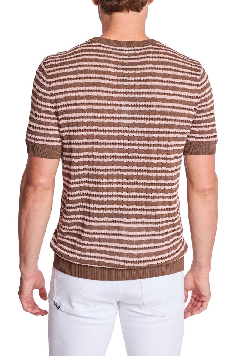 Stripe Short Sleeve Knit T-Shirt, Alternate, color, CHOCOLATE MOCHA BLUSH