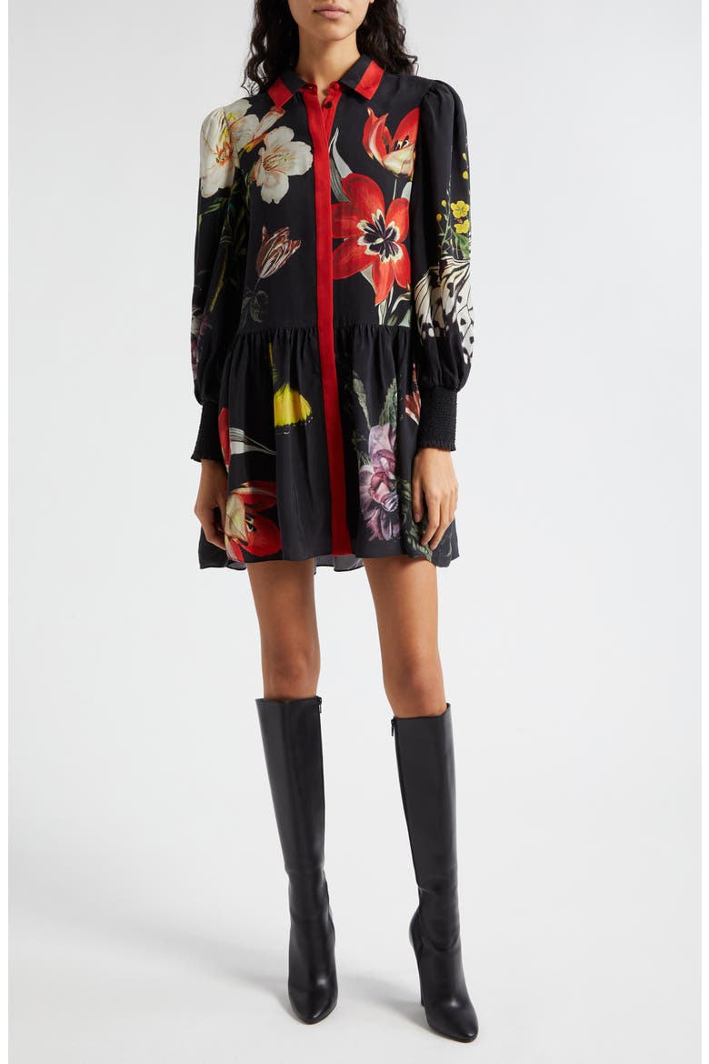 Bertha Floral Print Ruffle Shirtdress, Main, color, ESSENTIAL FLORAL