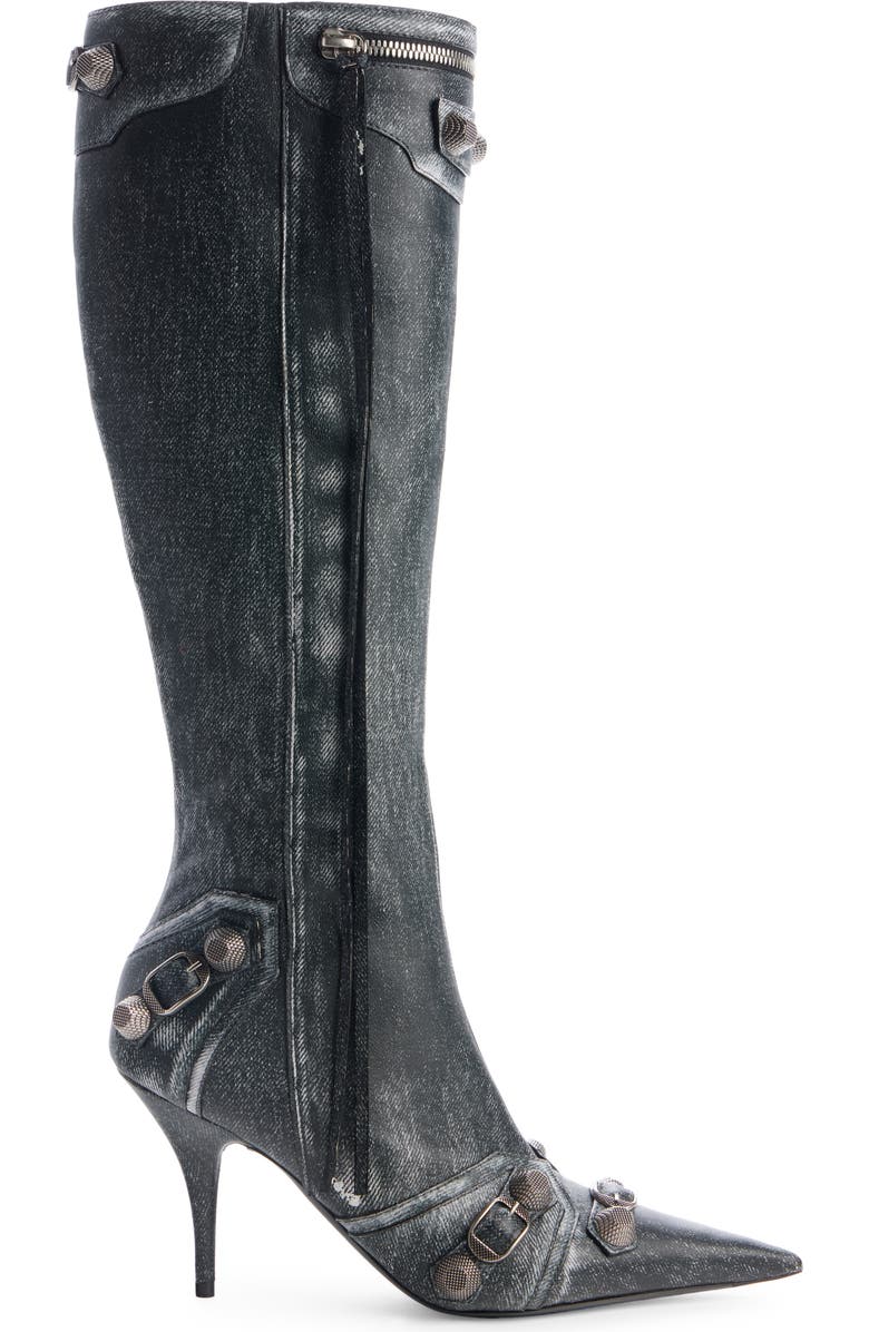 Balenciaga Cagole Pointed Toe Knee High Boot, Alternate, color, Steel Grey