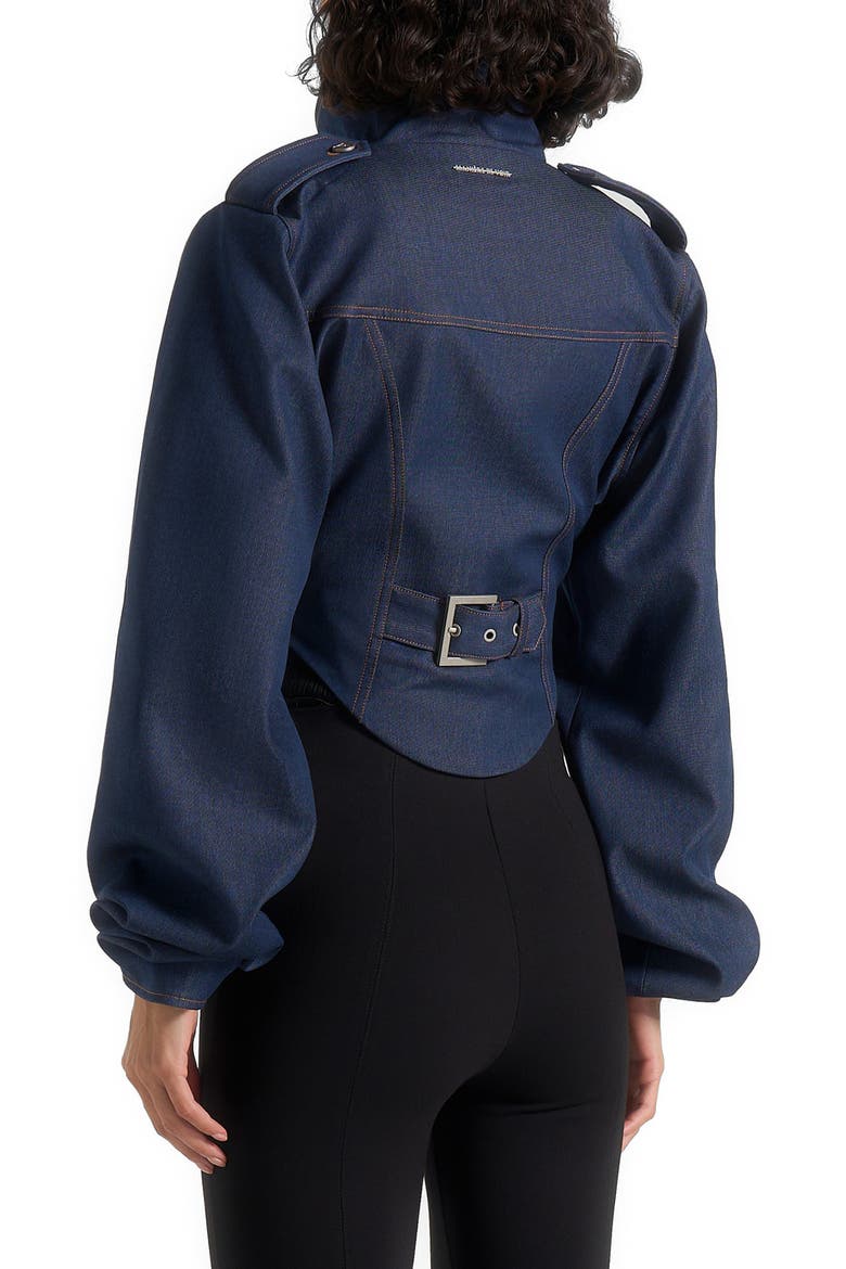 Solange Denim Tacked Sleeve Corset Jacket, Alternate, color, Polished Indigo
