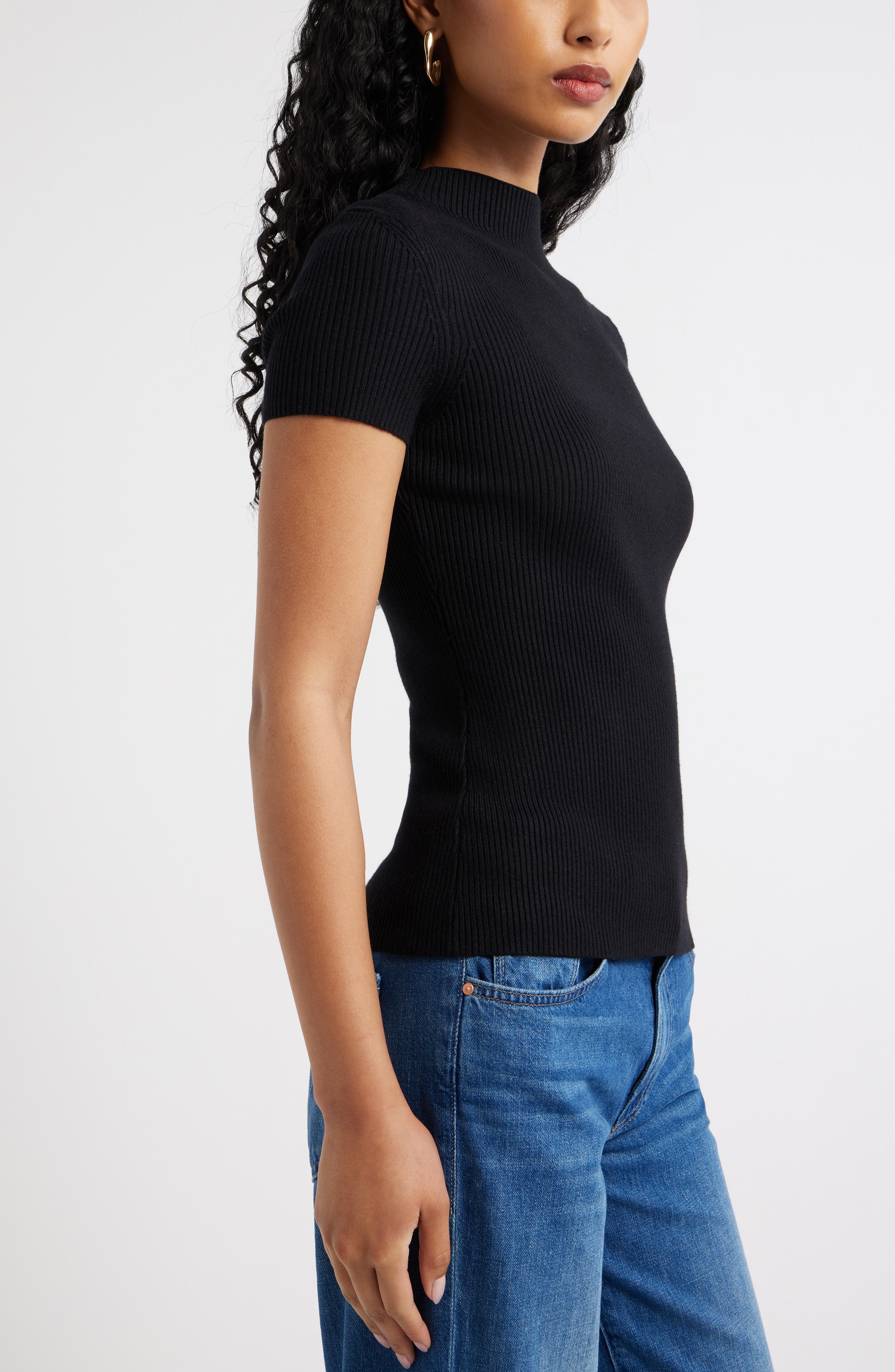 Женские свитеры Open Edit Rib Knit Mock Neck Sweater — фото 4