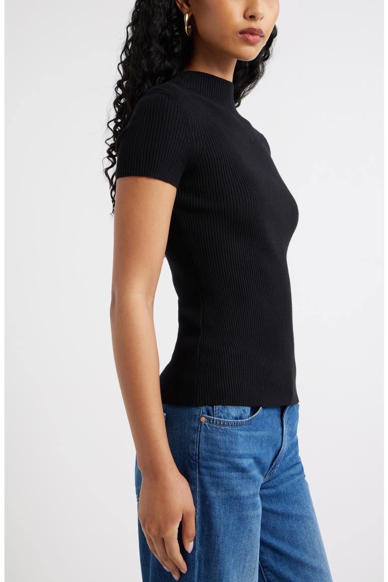 Rib Knit Mock Neck Sweater, Alternate, color, BLACK