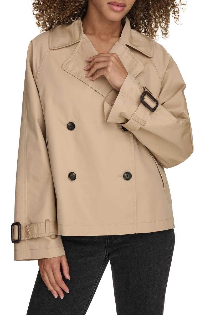 Levi's<sup>®</sup> Water Resistant Short Cotton Trench Coat, Main, color, Khaki