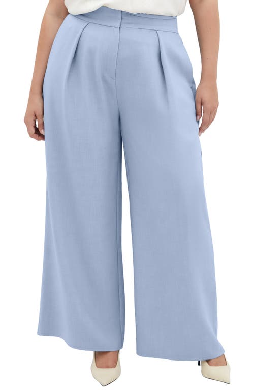 Shop City Chic Tori Front Pleat Wide Leg Pants In Bluebell