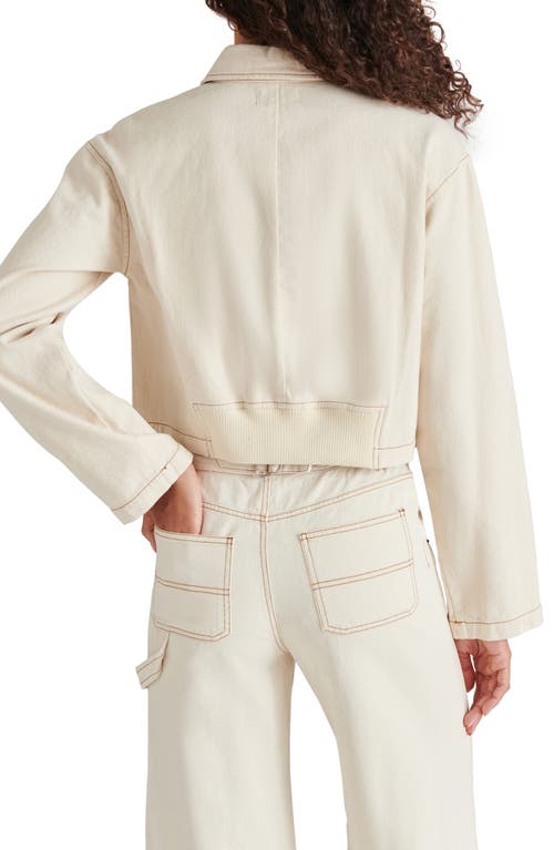 Steve Madden Myrtha Denim Crop Chore Jacket In Oatmeal
