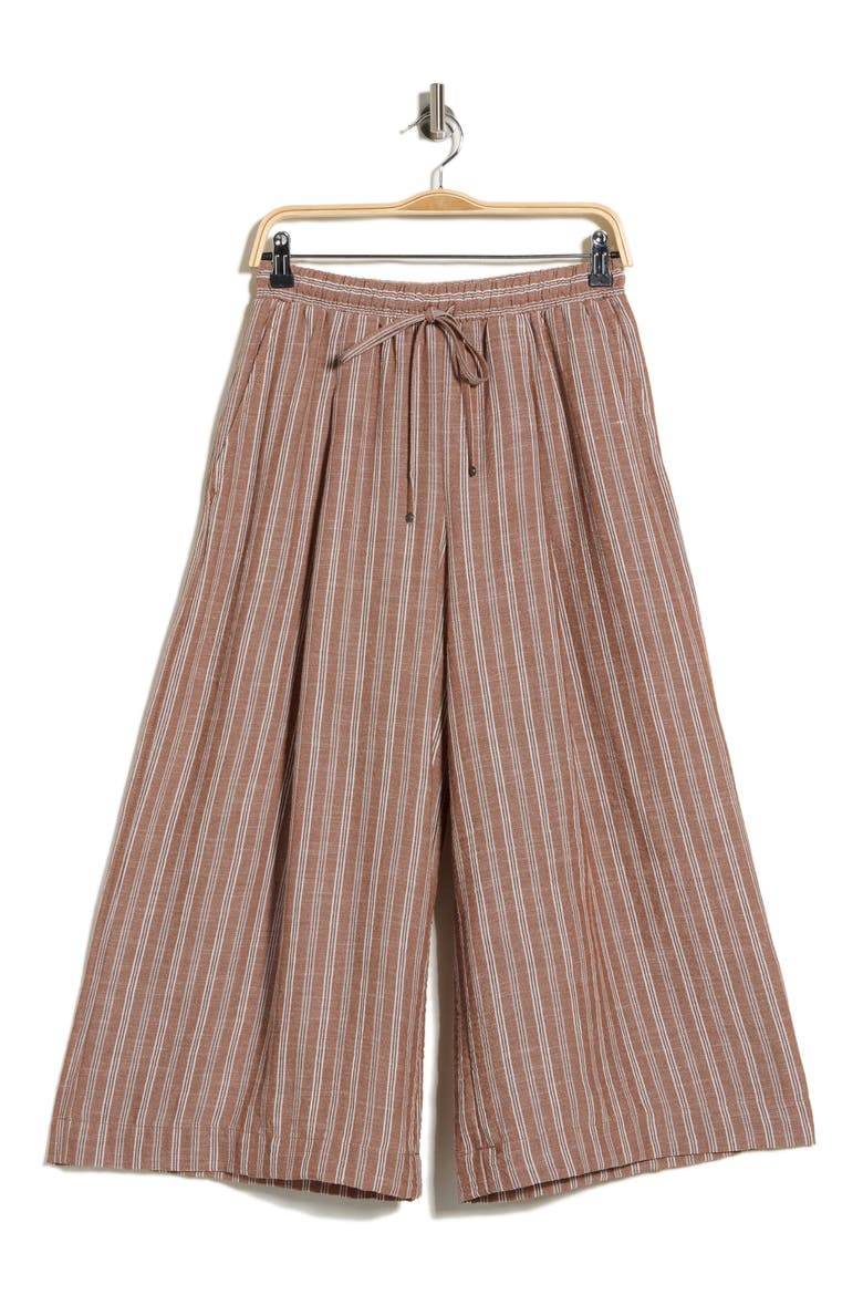 Striped Wide Leg Gaucho Pants, Alternate, color, MOCHA STRIPE