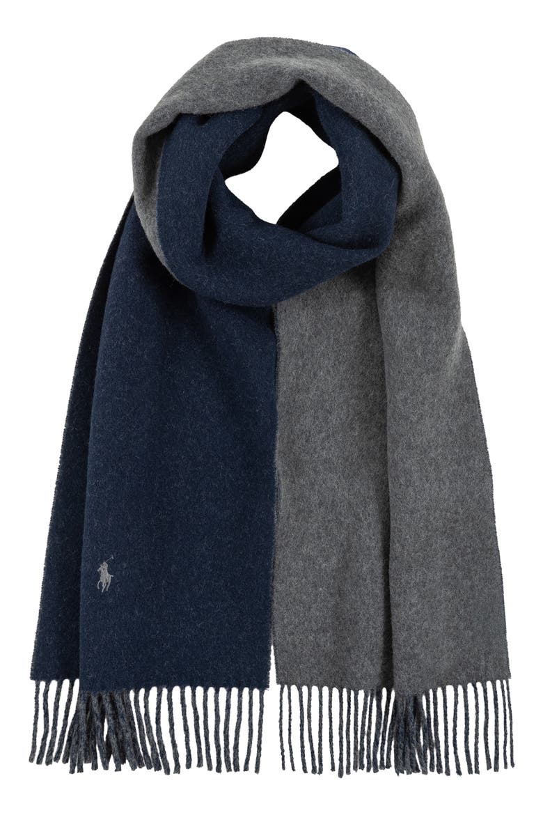 Double Faced Wool Scarf, Main, color, NAVY/ CHARCOAL