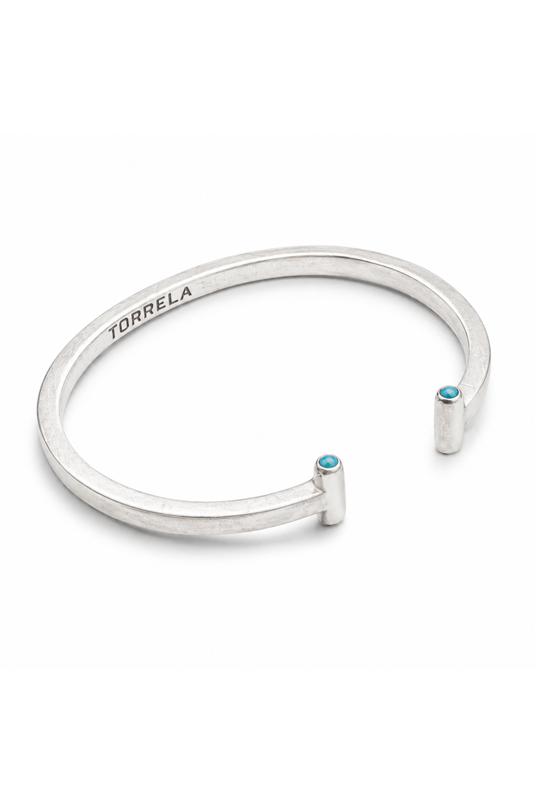 T Silver Cuff with Turquoise, Main, color, Turquoise
