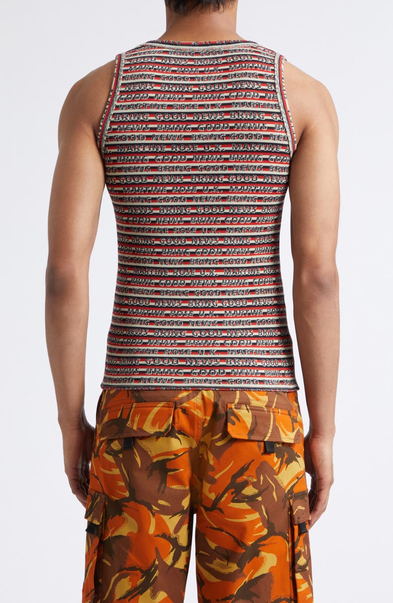 Martine Rose Bring Good News Rib Tank, Alternate, color, Red Grey Stripe