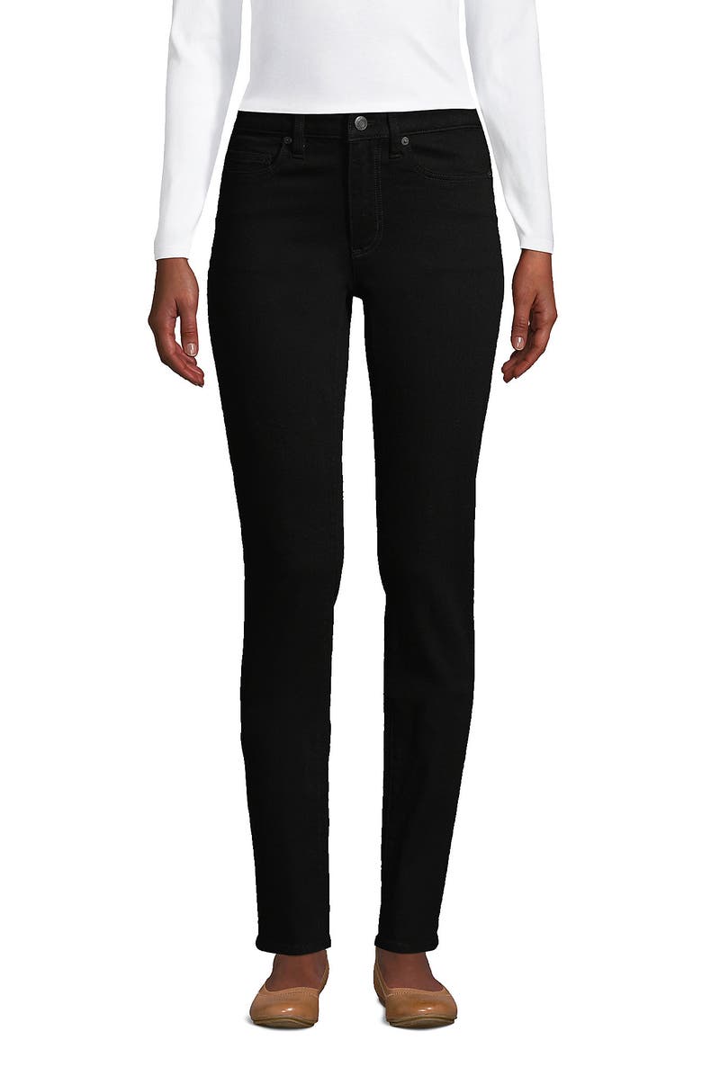 Lands' End Recover Mid Rise Straight Leg Blue Jeans, Alternate, color, Black