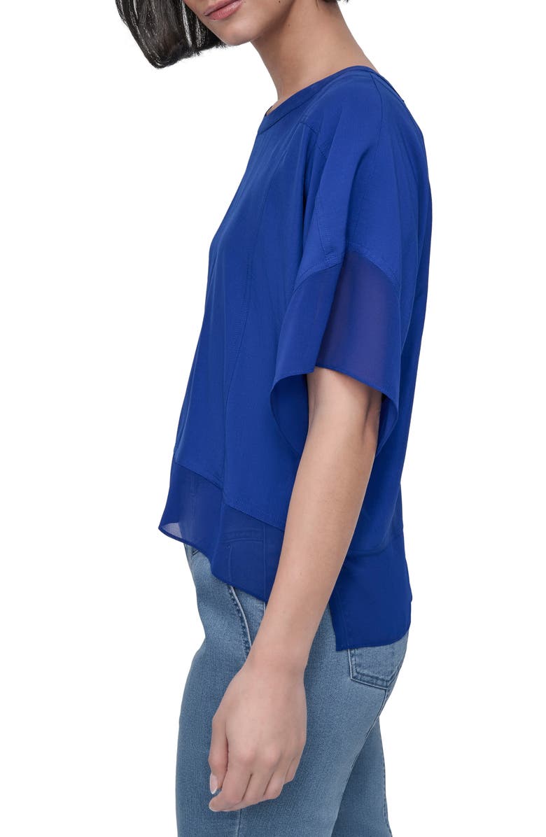 DKNY Mixed Media Dolman Sleeve Top, Alternate, color, Atlantic Blue