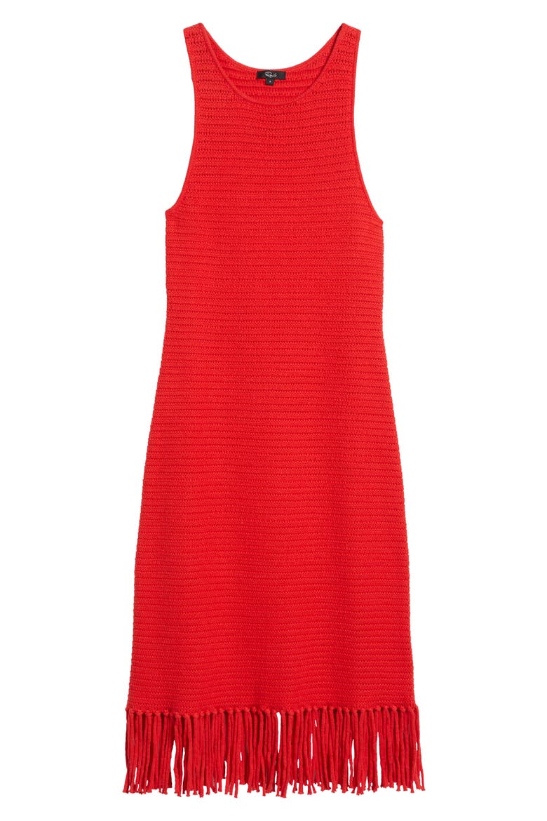 Nia Fringe Hem Sleeveless Cotton Blend Sweater Midi Dress, Alternate, color, CHERRY