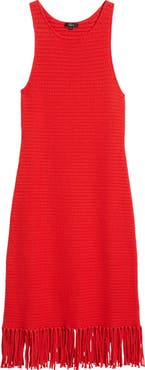 Rails Nia Fringe Hem Sleeveless Cotton Blend Sweater Midi Dress