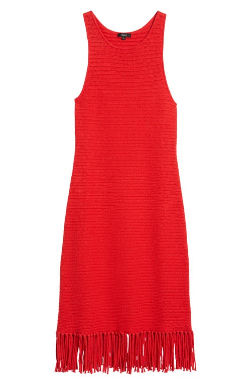 Rails Nia Fringe Hem Sleeveless Cotton Blend Sweater Midi Dress In Cherry