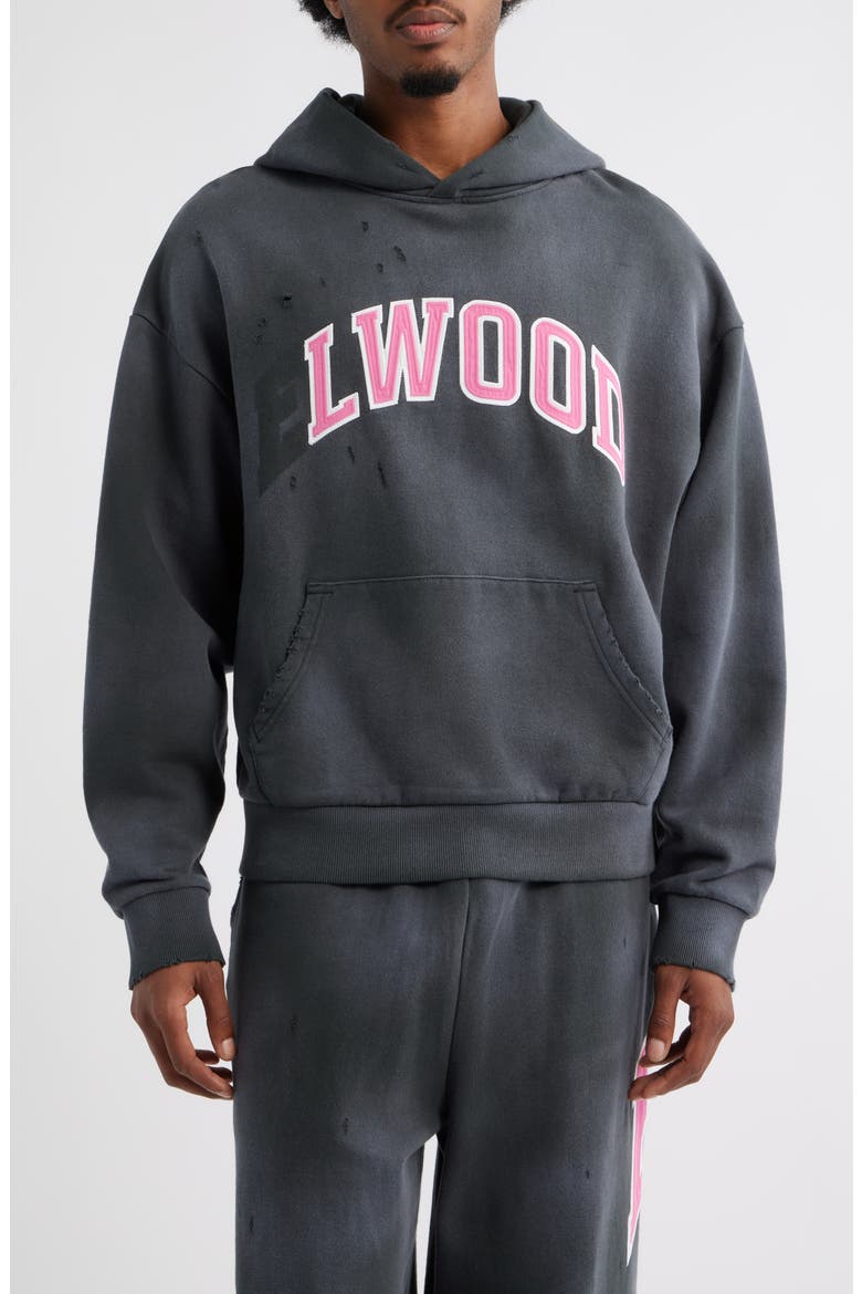 Fireside Distressed Logo Hoodie (Nordstrom Exclusive), Main, color, WASHED BLACK