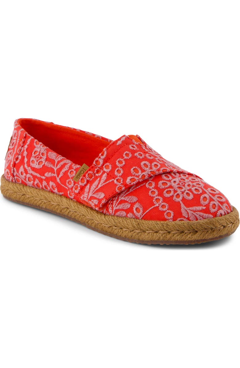 TOMS Kids' Alparagata Rope Sneaker, Main, color, Red