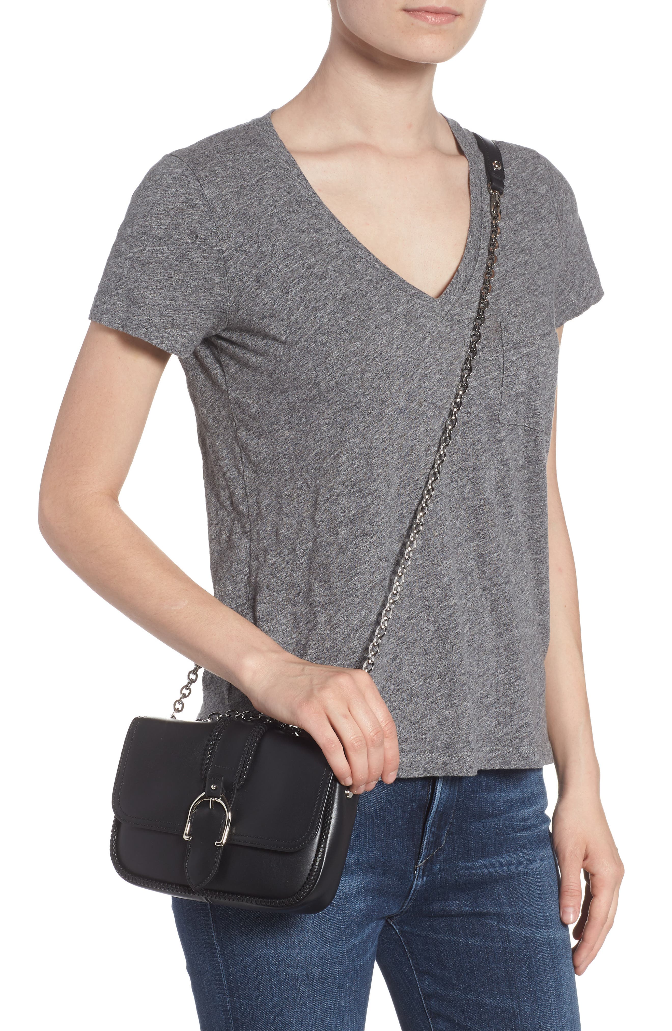 Longchamp Amazone Leather Crossbody Bag, Alternate, color, Black