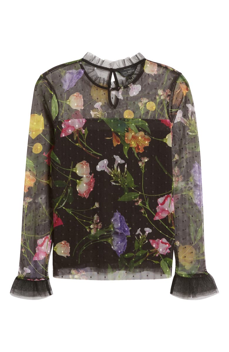 Ted Baker London Rosslee Floral Mesh Top, Alternate, color,