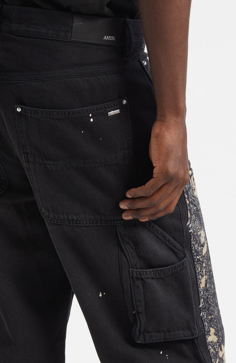AMIRI Bleach Splatter Bandana Carpenter Jeans, Alternate, color, Faded Black