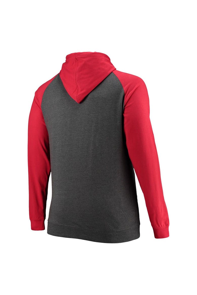 Men's Fanatics Branded Red/Heathered Charcoal Tampa Bay Buccaneers Big & Tall Lightweight Raglan Pullover Hoodie, Alternate, color, Red