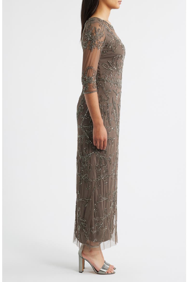 Sequin Illusion Gown, Alternate, color, ALUMINUM