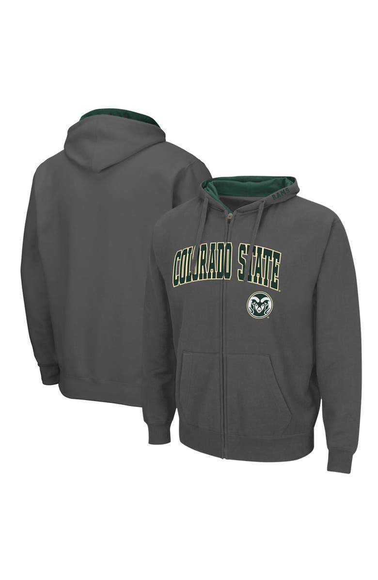 COLOSSEUM Men's Colosseum Charcoal Colorado State Rams Arch & Logo 3.0 Full-Zip Hoodie, Main, color, Charcoal