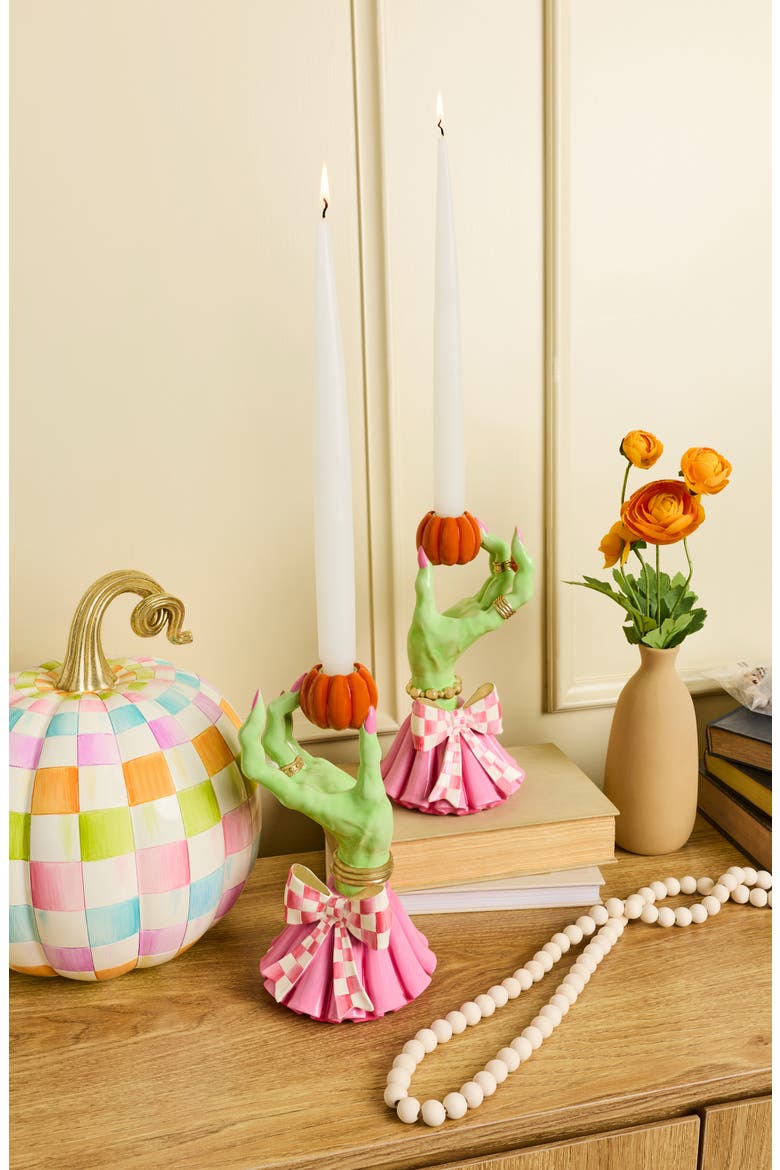 Set of 2 Glam-O-Ween Hand Candle Holders, Alternate, color, MULTI