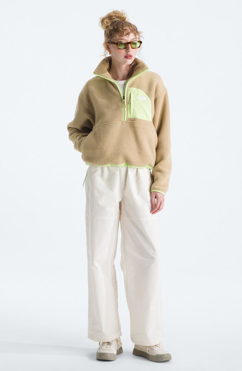 The North Face Yumiori Off Peak Recycled Fleece Pullover, Alternate, color, Khaki Stone/ Astro Lime