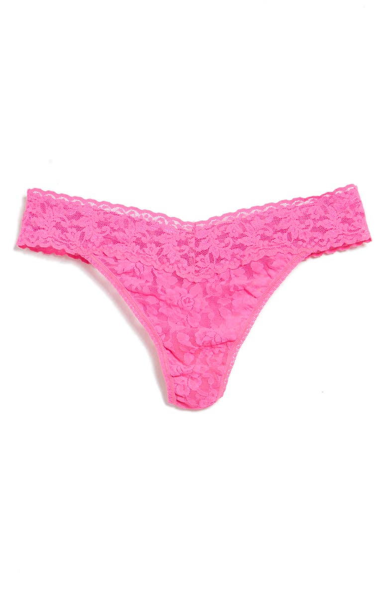 Hanky Panky Original Rise Lace Thong, Main, color, Passionate Pink