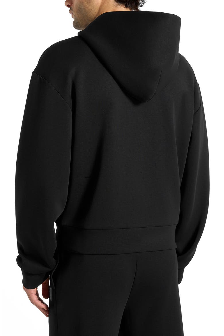 Ray Unisex Neoprene Cropped Zip Hoodie, Alternate, color, Black