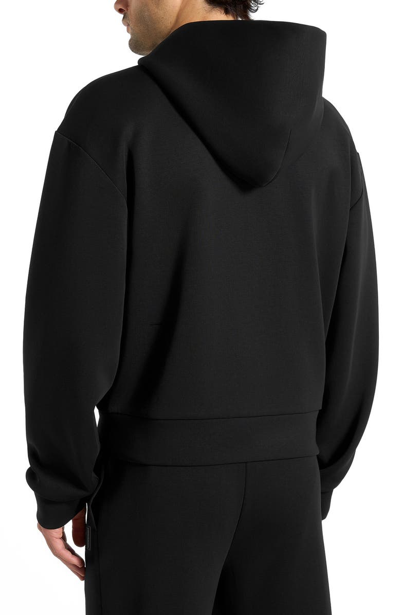 Manière De Voir Ray Unisex Neoprene Cropped Zip Hoodie, Alternate, color, Black