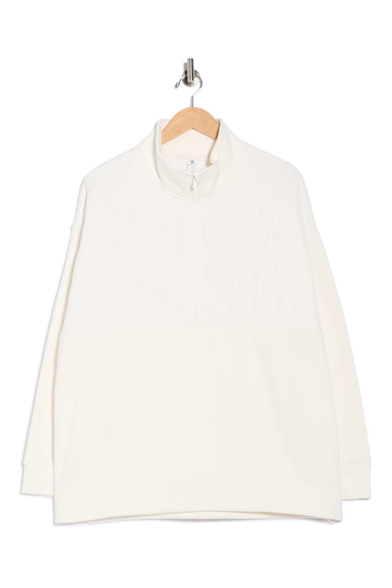 Silicon Fleece Half Zip Pullover, Main, color, WHITE DOVE